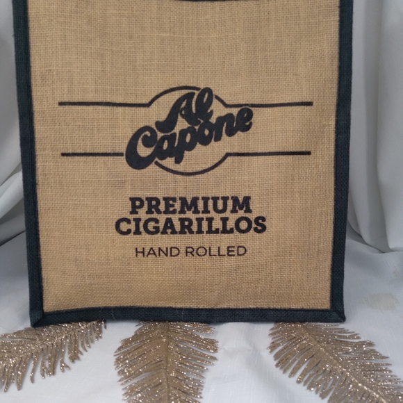 Al Capone cigarillos burlap tote bag - Picture 2 of 5